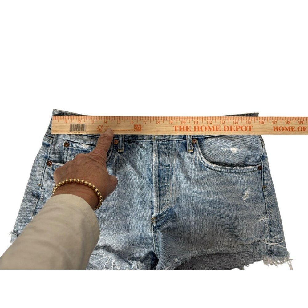Agolde Shorts Womens 30 Parker Cutoff Distressed Denim  in Swapmeet Light Wash - Picture 7 of 9